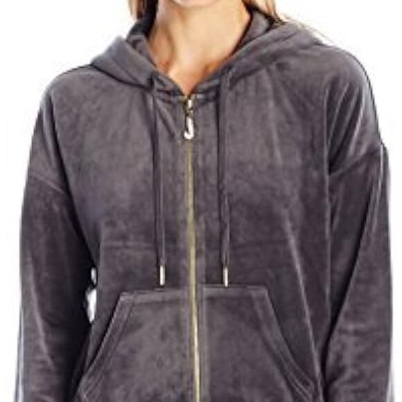Women's Juicy Couture Vintage J Bling Relaxed Velour Jacket Charcoal Size S - Picture 12 of 12